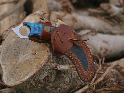 ALFARI Karambit Knife Fixed Blade With Sheath Claw Knife Blue Handle Sharp Blade Camping Knives Kar 3