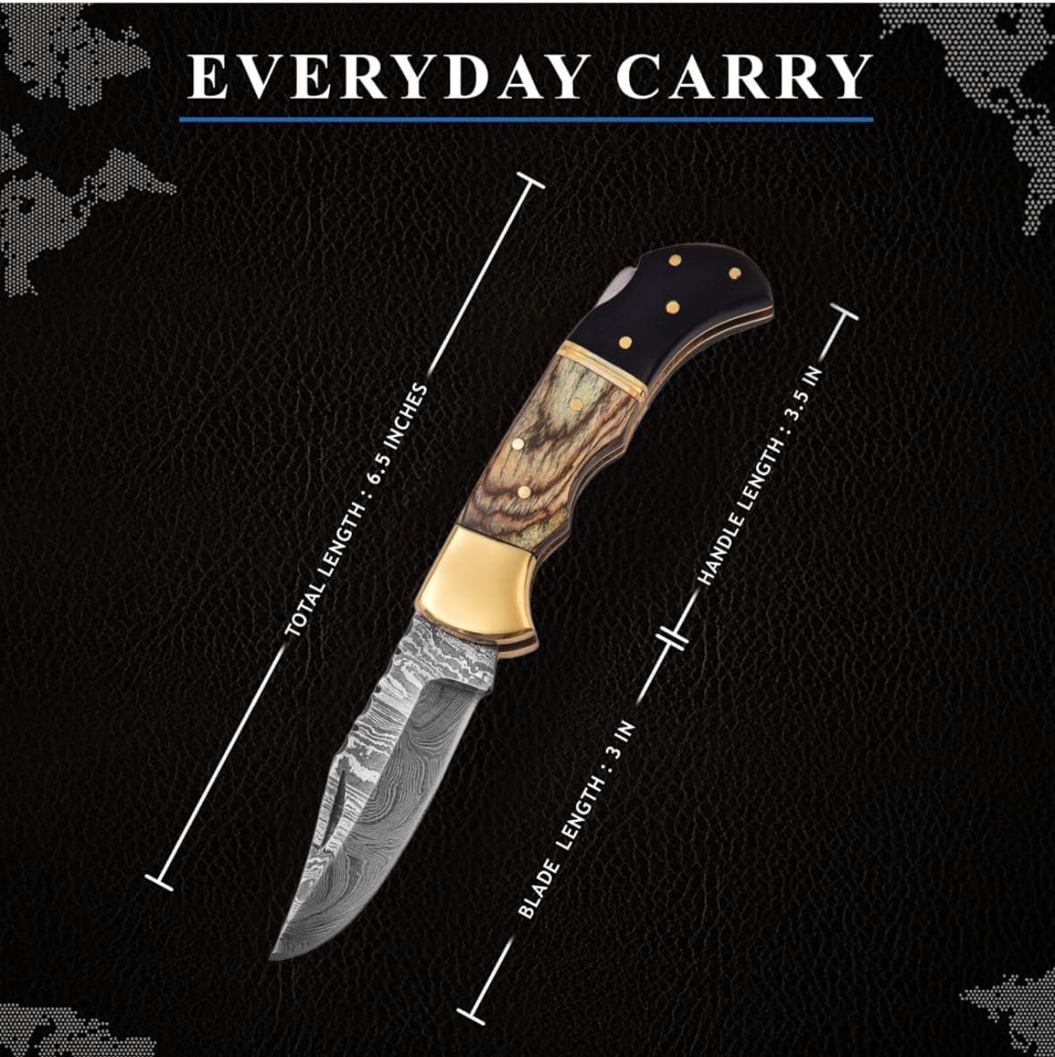 Damascus Pocket Knife With Clip  65 Handmade Folding Knife With Sheath  Pocket Knife Best Gift For  2