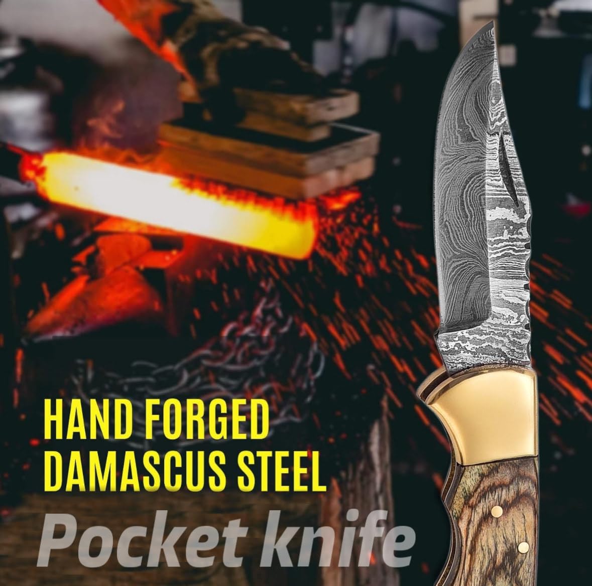Damascus Pocket Knife With Clip  65 Handmade Folding Knife With Sheath  Pocket Knife Best Gift For  5