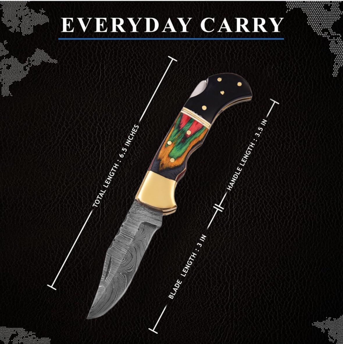 Damascus Pocket Knife With Clip  65 Handmade Folding Knife With Sheath  Pocket Knife Men  Good For  2