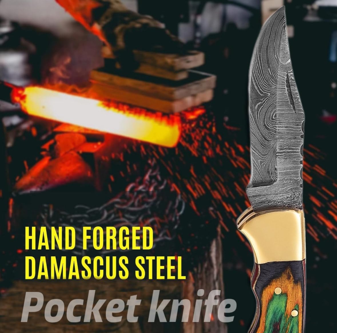 Damascus Pocket Knife With Clip  65 Handmade Folding Knife With Sheath  Pocket Knife Men  Good For  5