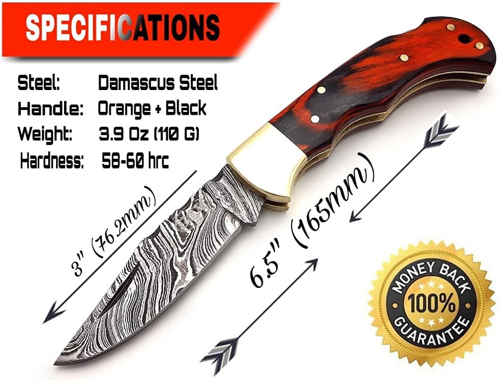 Pocket Knife 4 Pcs Set 65 Handmade Damascus Folding Knife Back Lock Knife Damascus Hunting Knife Wi 2