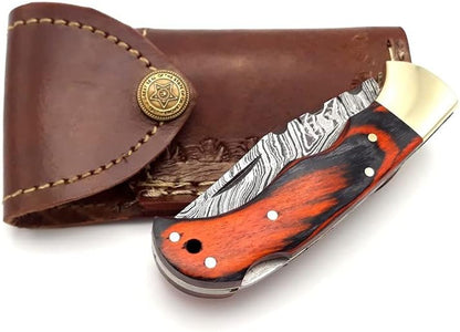 Pocket Knife 4 Pcs Set 65 Handmade Damascus Folding Knife Back Lock Knife Damascus Hunting Knife Wi 4