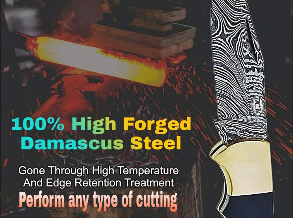 Pocket Knife 4 Pcs Set 65 Handmade Damascus Folding Knife Back Lock Knife Damascus Hunting Knife Wi 5