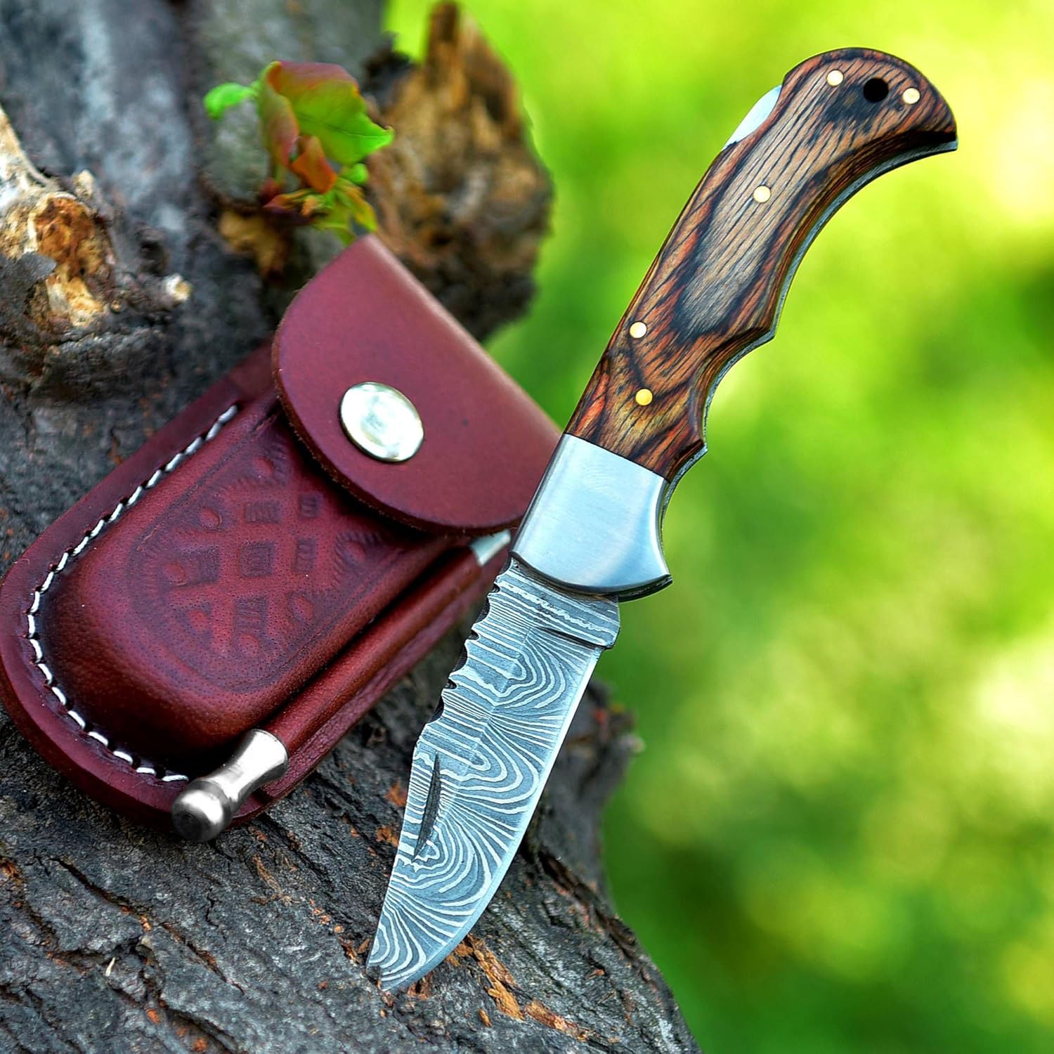 Handmade Damascus Pocket Knife For Men  65 Inches Damascus Folding Knife With Sheath  Pocket Knives 1