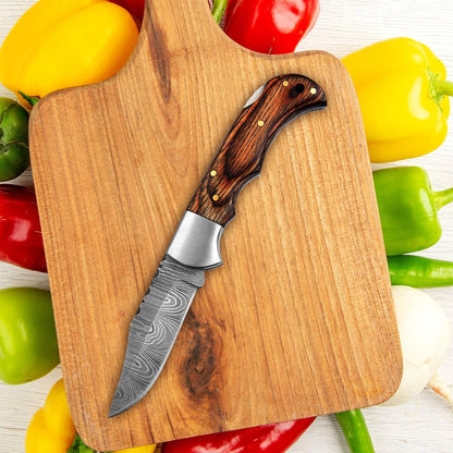 Handmade Damascus Pocket Knife For Men  65 Inches Damascus Folding Knife With Sheath  Pocket Knives 7