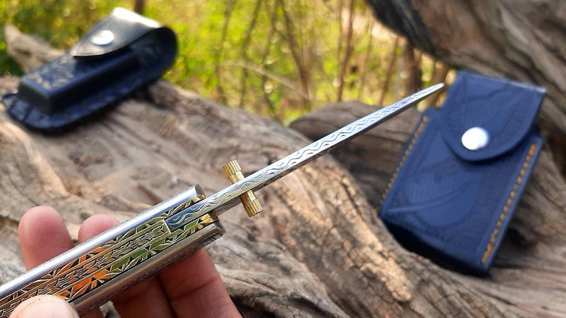 Engraved Fold Knife  Prestigious Handmade Engraved Fold Pocket Knife  D2 Steel Engraved Blade Foldi 5
