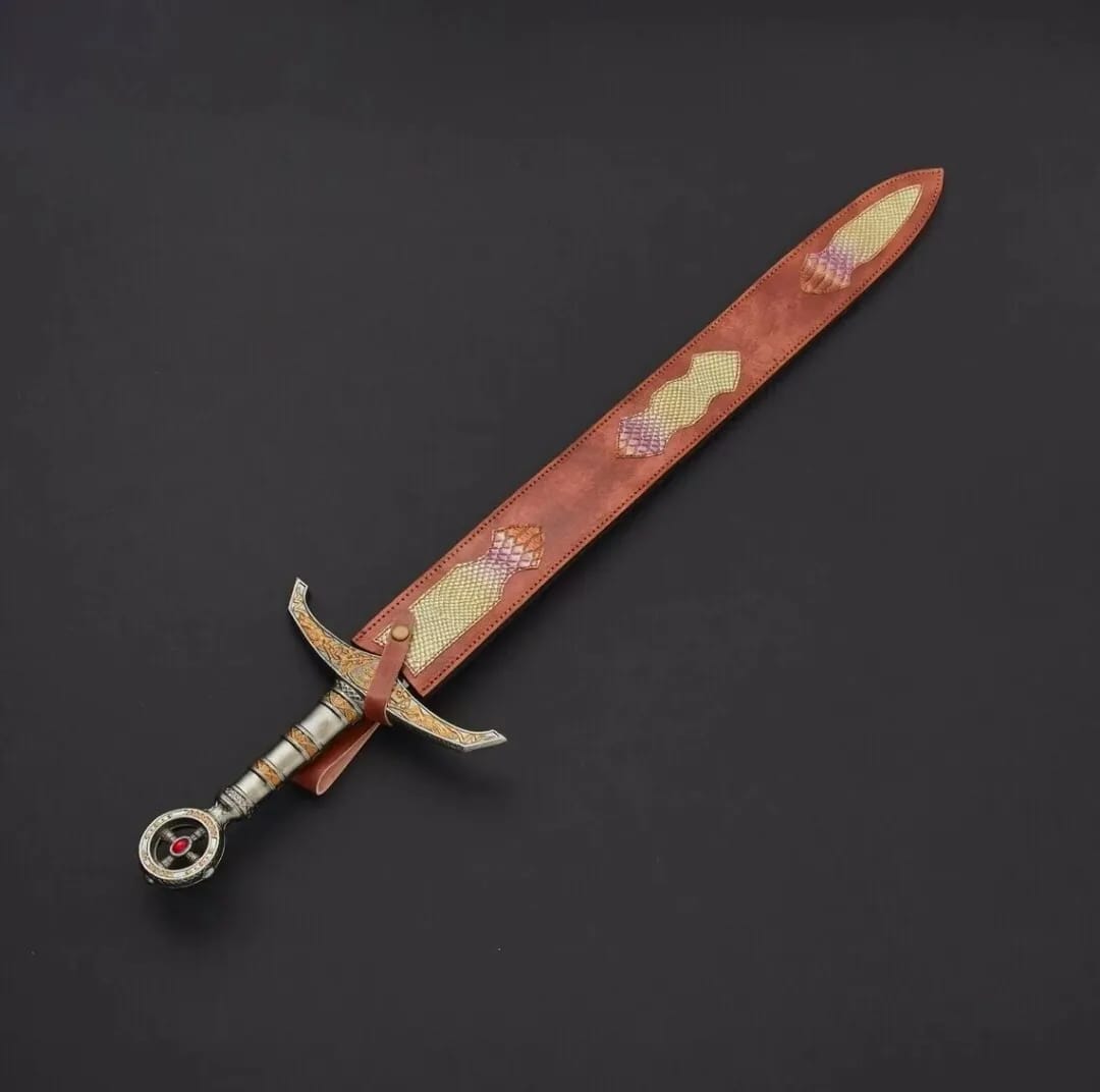 CUSTOM HANDMADE FORGED DAMASCUS STEEL HUNTING VIKING REAL LONG SWORD WITH SHEATH 2