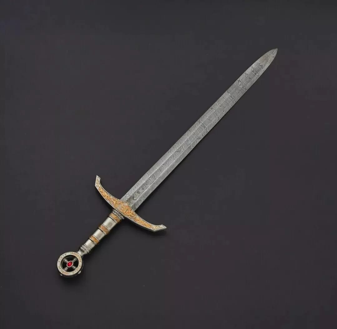 CUSTOM HANDMADE FORGED DAMASCUS STEEL HUNTING VIKING REAL LONG SWORD WITH SHEATH 1