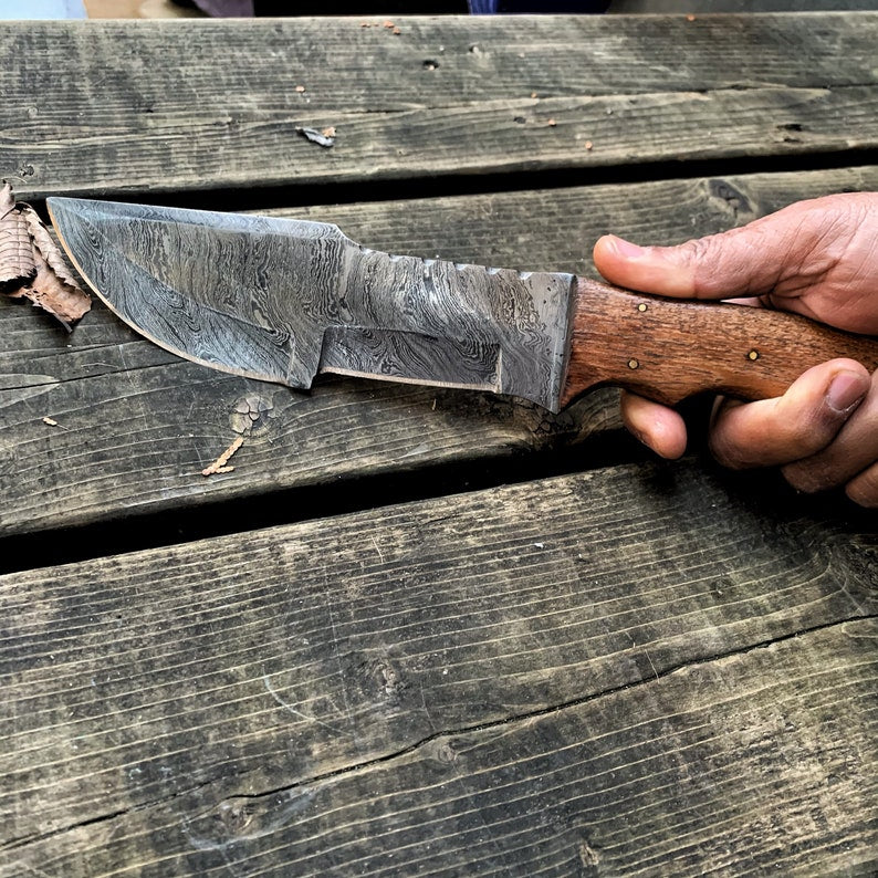 Hand Made Damascus Steel Tracker Knife For Hunting Camping Fishing And All Outdoor Activities With  4