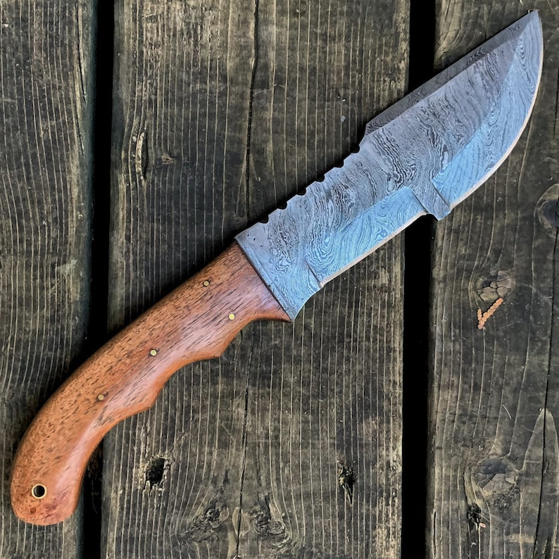 Hand Made Damascus Steel Tracker Knife For Hunting Camping Fishing And All Outdoor Activities With  6