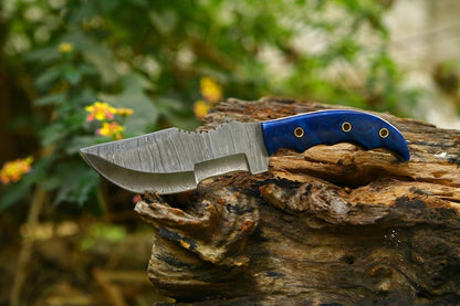 Damascus Handmade Tracker Knife 11 Damascus Steel Hunting Knife Micarta Rose Wood Handle Full Tang  2