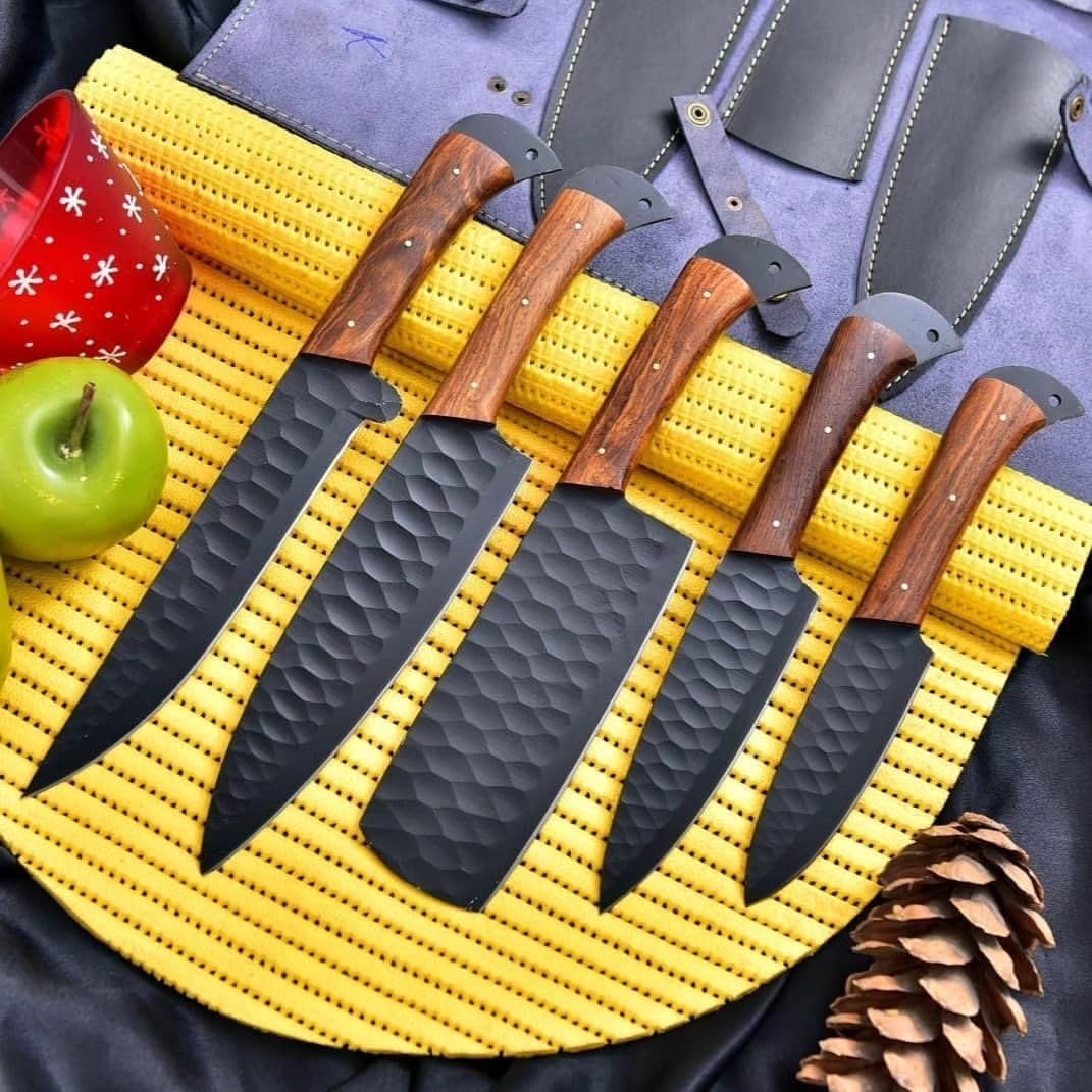 Handmade Damascus Steel Kitchen Knife Set of 5pcs With sheath Chef knife set Chef Knives set Kitchen Gadgets