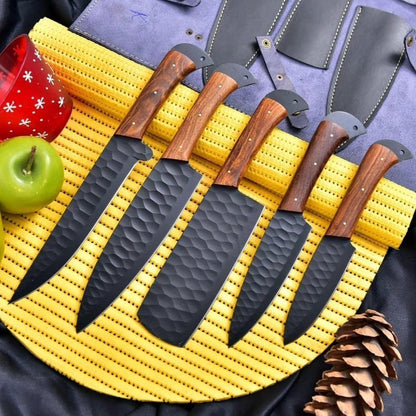 Handmade Damascus Steel Kitchen Knife Set of 5pcs With sheath Chef knife set Chef Knives set Kitchen Gadgets