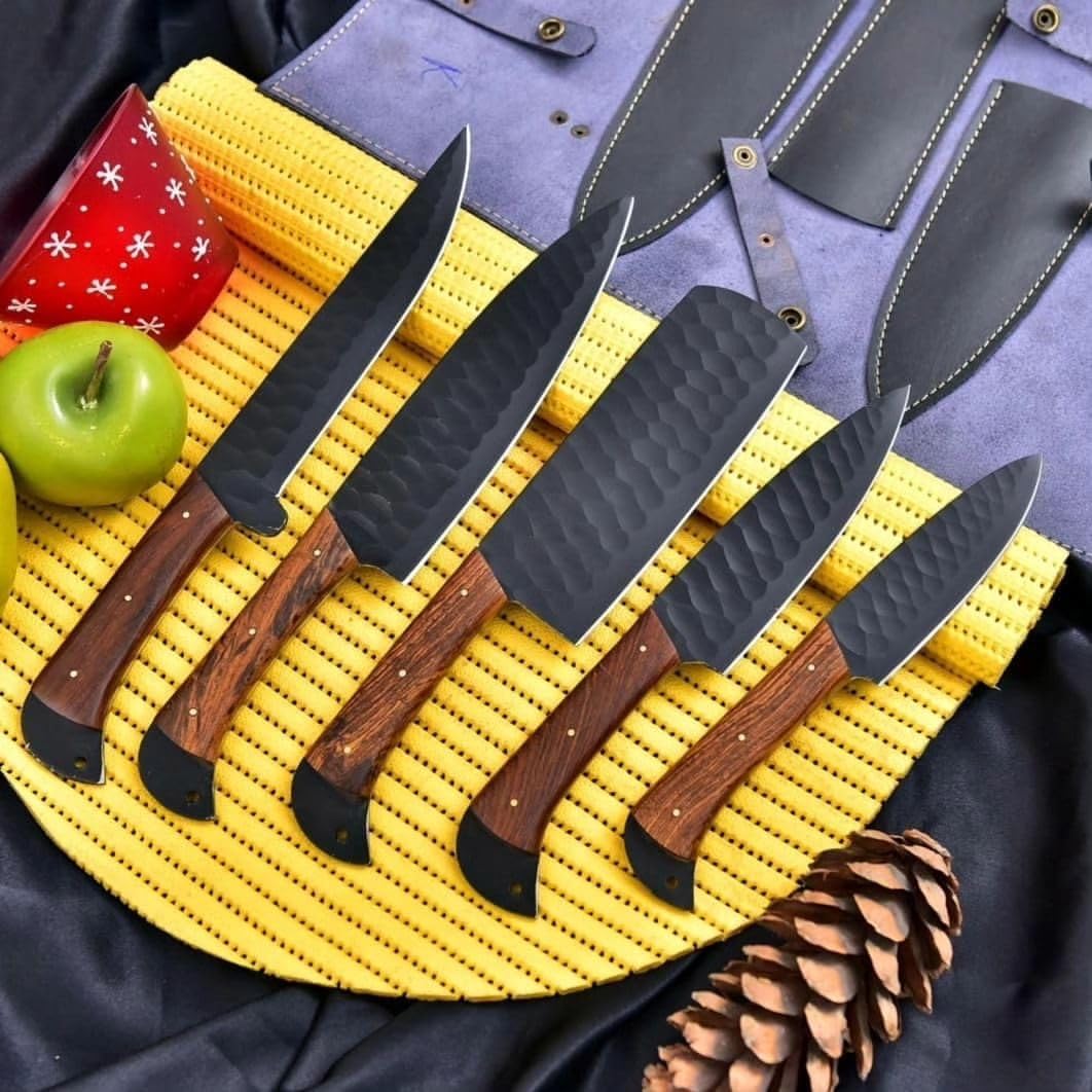 Handmade Damascus Steel Kitchen Knife Set Of 5pcs With Sheath Chef Knife Set Chef Knives Set Kitche 1