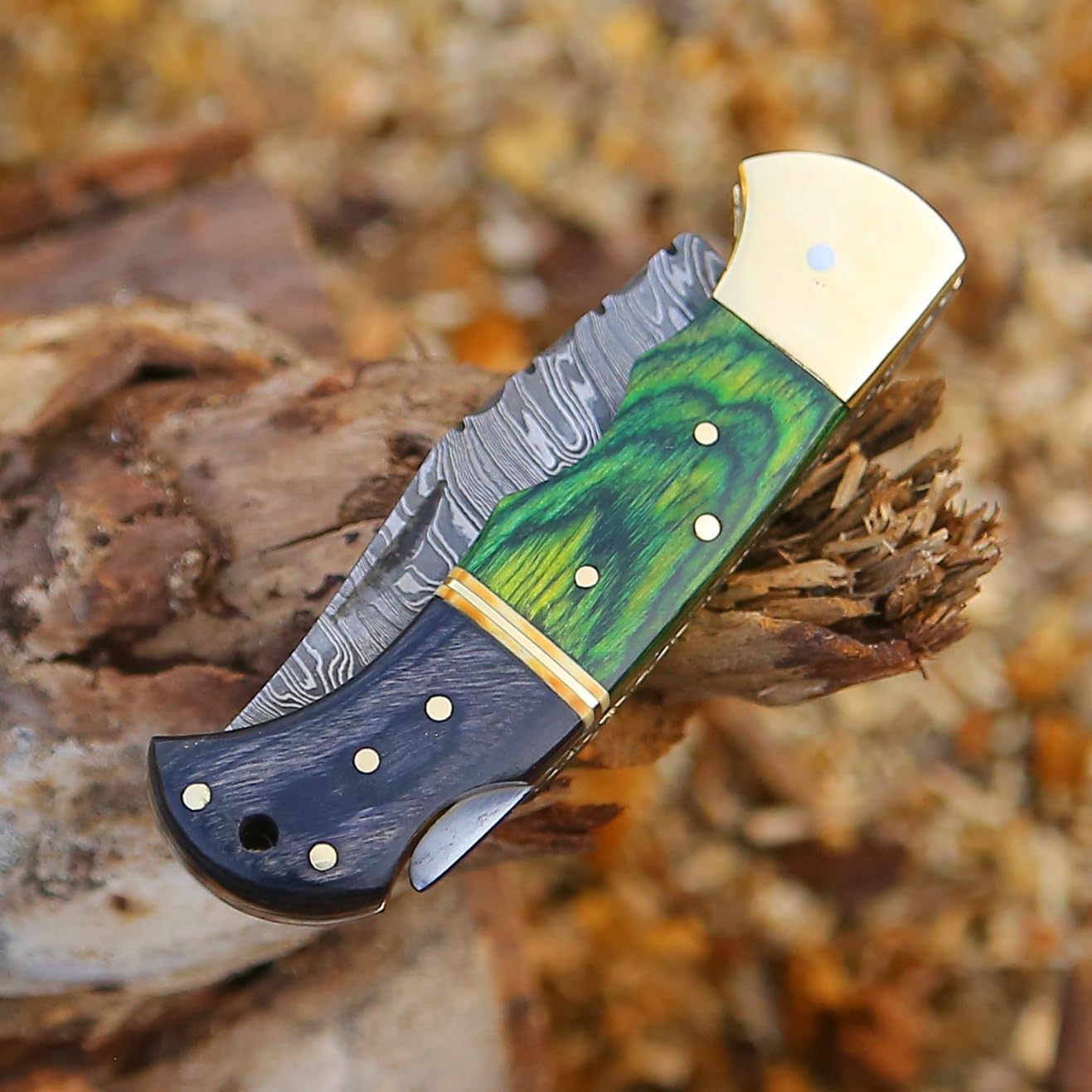 65 Inch Damascus Pocket Knife With Sheath Handmade Folding Pocket Knife For Men BlackRed Wooden Han