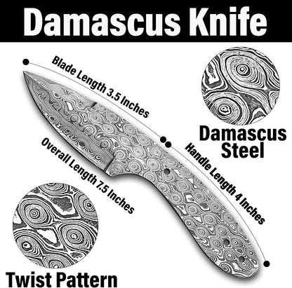 Damascus Steel Outdoor Knife Blank Tactical Survival Camping Knife Making Kit Skinner Knife Blank B 3