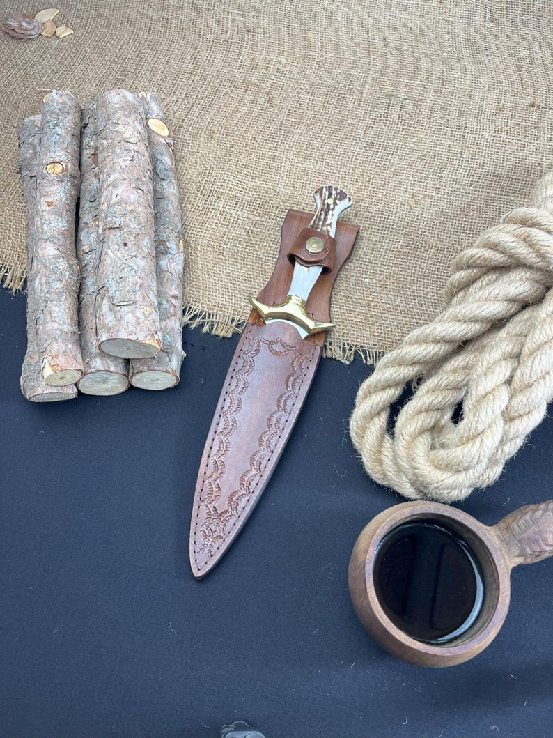 Lot Of 2 Handmade D2 Steel Dagger Knife Hunting Knife With Leather Sheath Best Gift Your Charismas  2