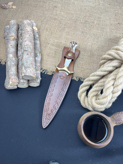 Lot Of 2 Handmade D2 Steel Dagger Knife Hunting Knife With Leather Sheath Best Gift Your Charismas  2