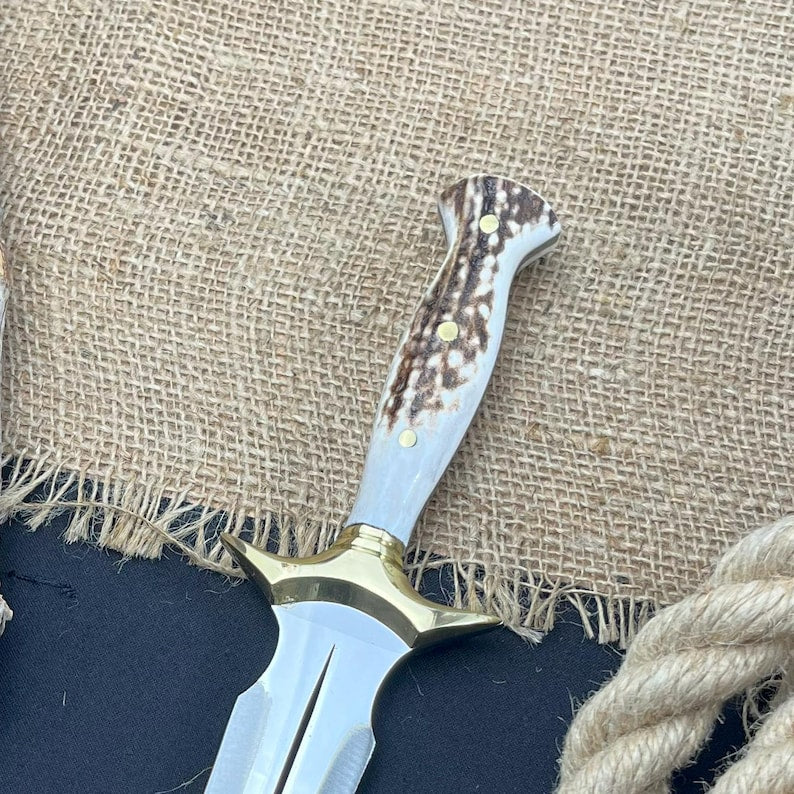 Lot Of 2 Handmade D2 Steel Dagger Knife Hunting Knife With Leather Sheath Best Gift Your Charismas  3