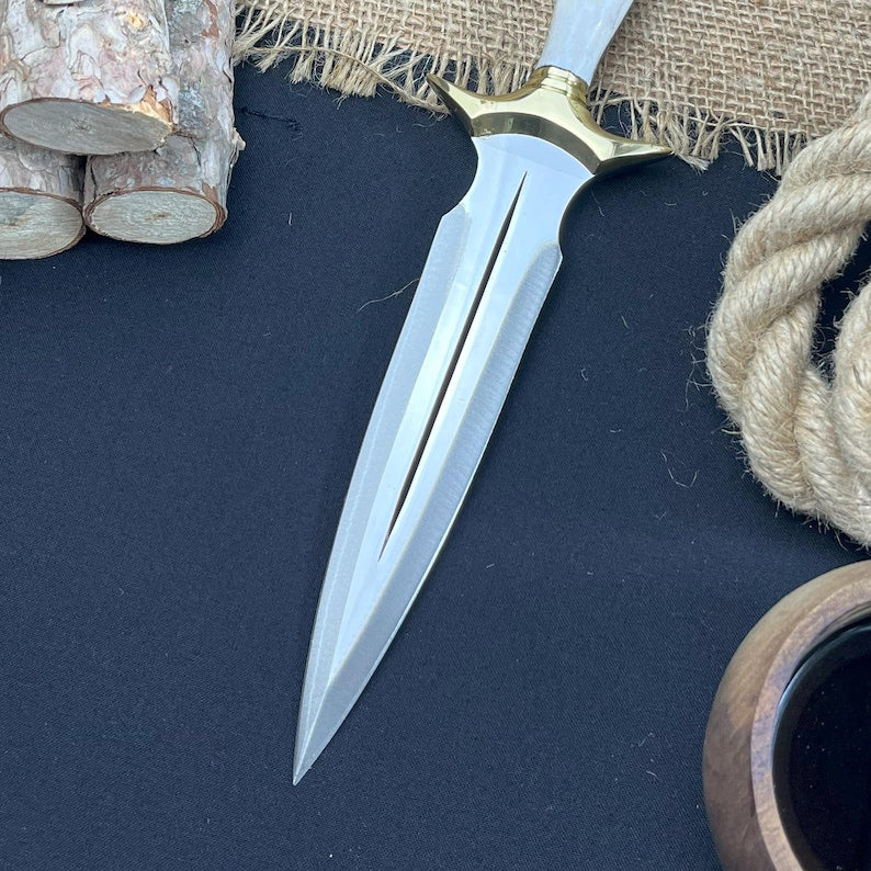 Lot Of 2 Handmade D2 Steel Dagger Knife Hunting Knife With Leather Sheath Best Gift Your Charismas  4