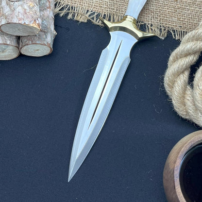 Lot Of 2 Handmade D2 Steel Dagger Knife Hunting Knife With Leather Sheath Best Gift Your Charismas  4