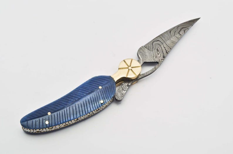 Personalized Custom Damascus Steel Folding Knife Pocket Knife Handle Made With Olive Wood Best Gift 1