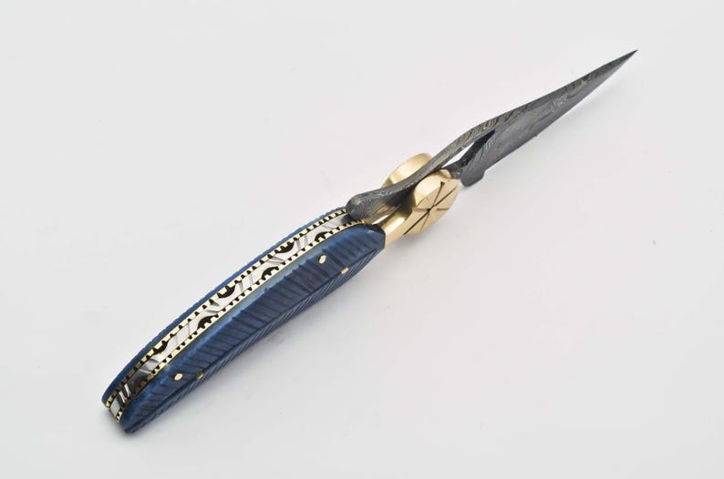 Personalized Custom Damascus Steel Folding Knife Pocket Knife Handle Made With Olive Wood Best Gift 2