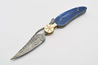 Personalized Custom Damascus Steel Folding Knife Pocket Knife Handle Made With Olive Wood Best Gift 3