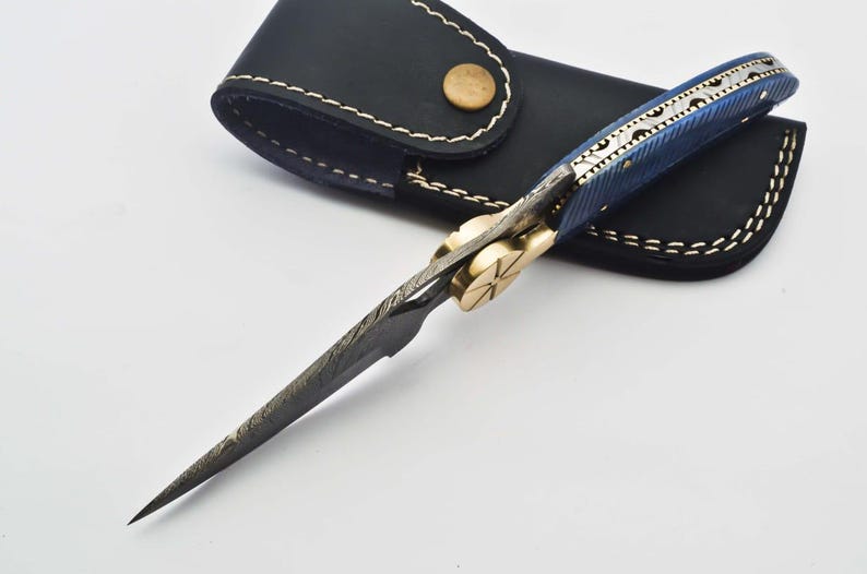 Personalized Custom Damascus Steel Folding Knife Pocket Knife Handle Made With Olive Wood Best Gift 4