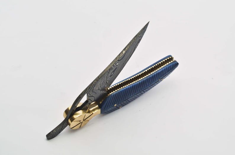 Personalized Custom Damascus Steel Folding Knife Pocket Knife Handle Made With Olive Wood Best Gift 5
