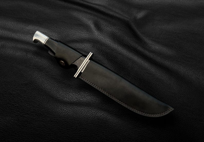 Handmade Scream Replica Knife With Leather Sheath  Buck 120 Ghost Face Knife  Movie Knife  Replica  2