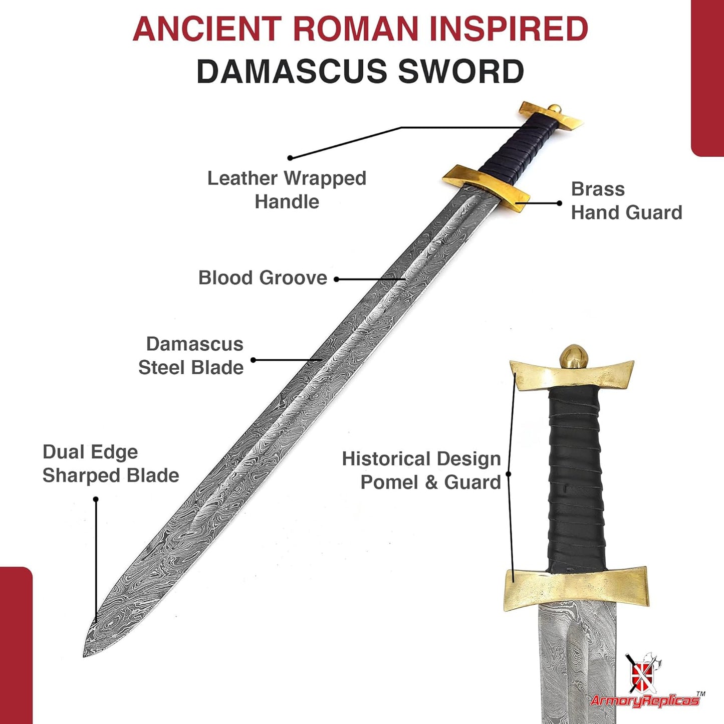 HABSON KNIFE  Hand Forged Damascus Steel Viking War Sword  Hunting Sword For Men A Best Gift On Fat 2