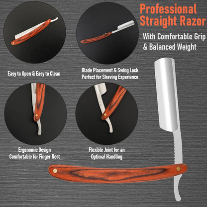 Straight Razor For Shaving  Professional Straight Edge Barber Razor Premium Stainless Steel Shaver  5
