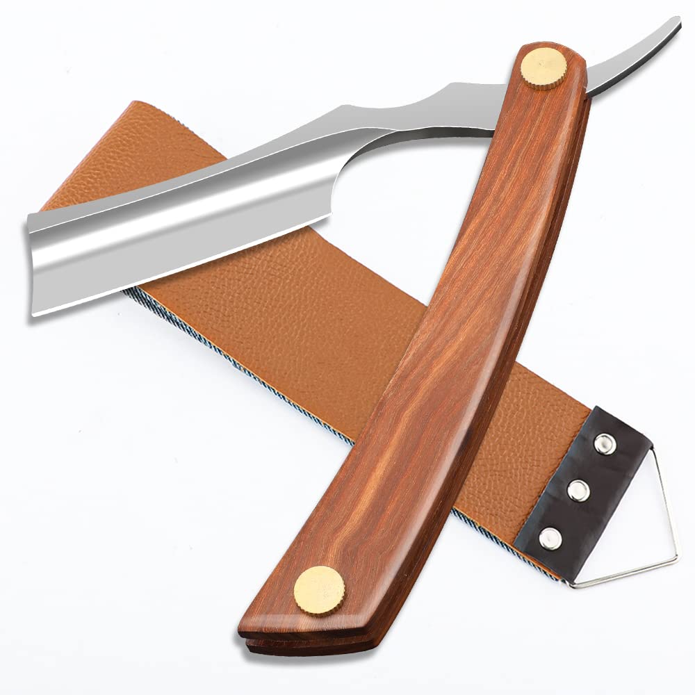 Straight Sharp Razor For Shaving - Professional Straight Edge Barber Razor Premium Stainless Steel Shaver Razor