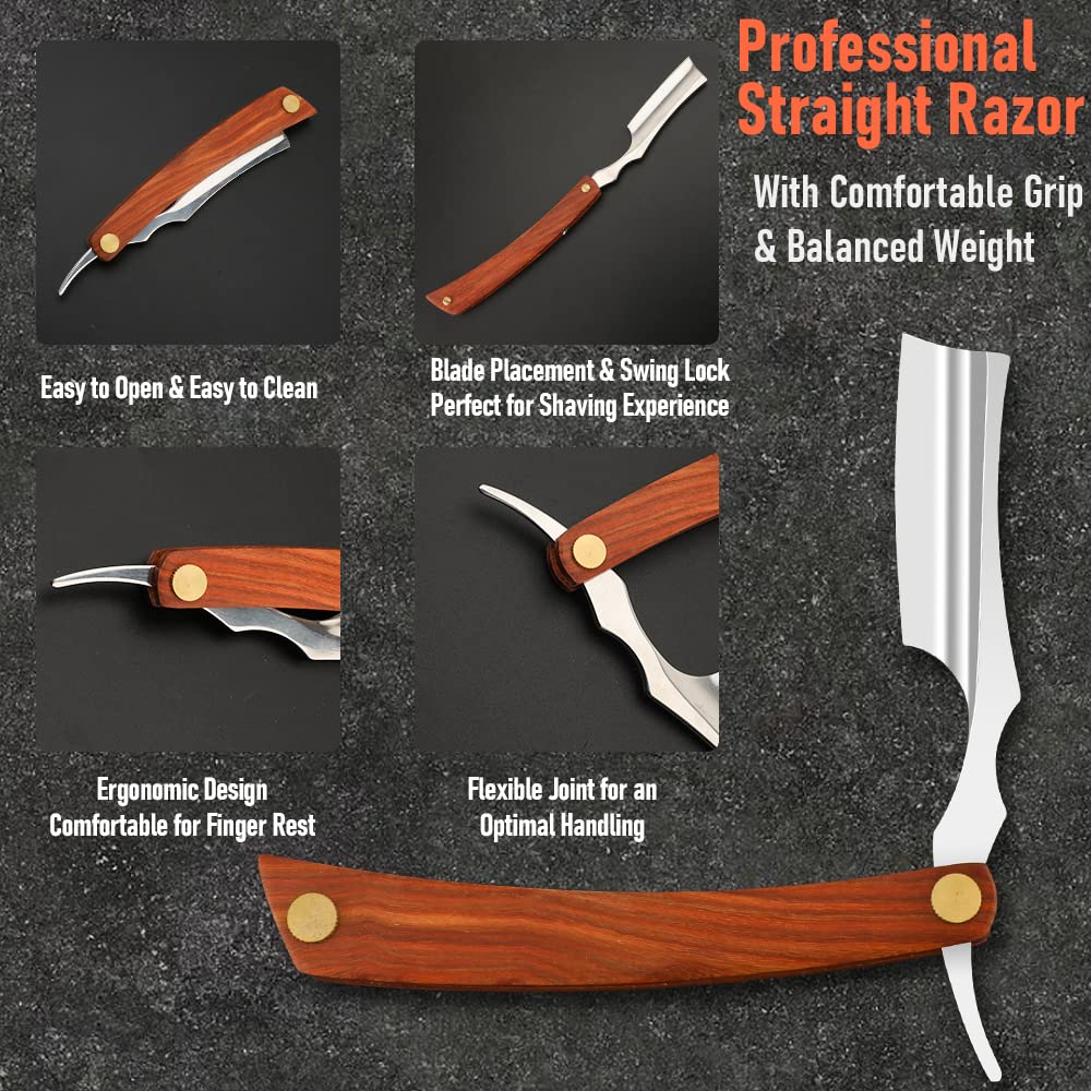 Straight Sharp Razor For Shaving  Professional Straight Edge Barber Razor Premium Stainless Steel S 5