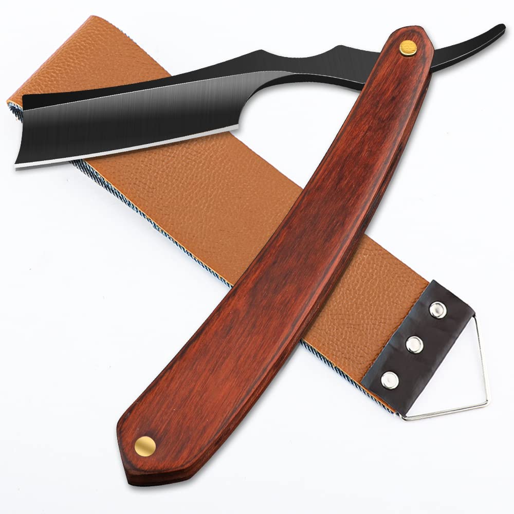 Straight Razor with Cover - Professional Straight Edge Barber Razor Premium Stainless Steel Shaver Razor with Shaving