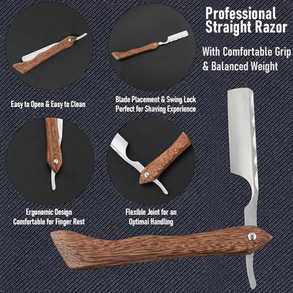 Straight Razor With Strope  Professional Straight Edge Barber Razor Premium D2 Steel Shaver Razor W 5