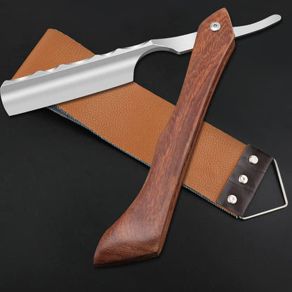 Straight Sharp Razor with Strope - Professional Straight Edge Barber Razor Premium Stainless Steel Shaver Razor