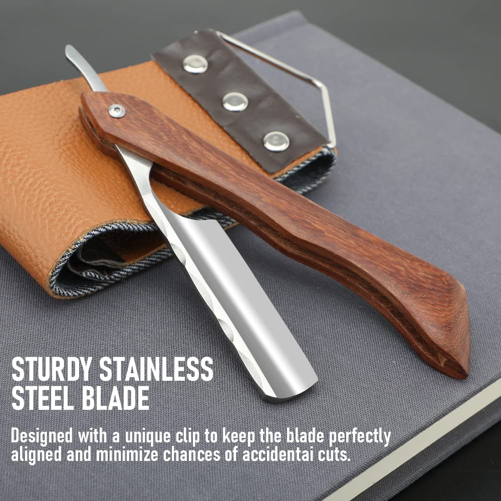 Straight Sharp Razor With Strope  Professional Straight Edge Barber Razor Premium Stainless Steel S 3