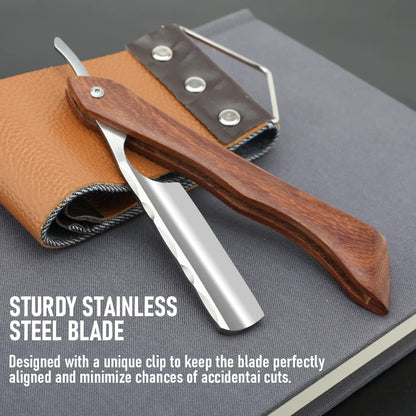 Straight Sharp Razor With Strope  Professional Straight Edge Barber Razor Premium Stainless Steel S 3