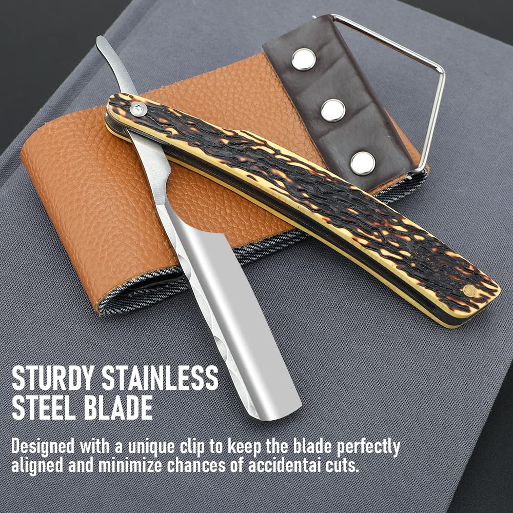 Straight Razor With Strope  Professional Straight Edge Barber Razor Premium Stainless Steel Shaver  3