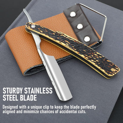 Straight Razor With Strope  Professional Straight Edge Barber Razor Premium Stainless Steel Shaver  3