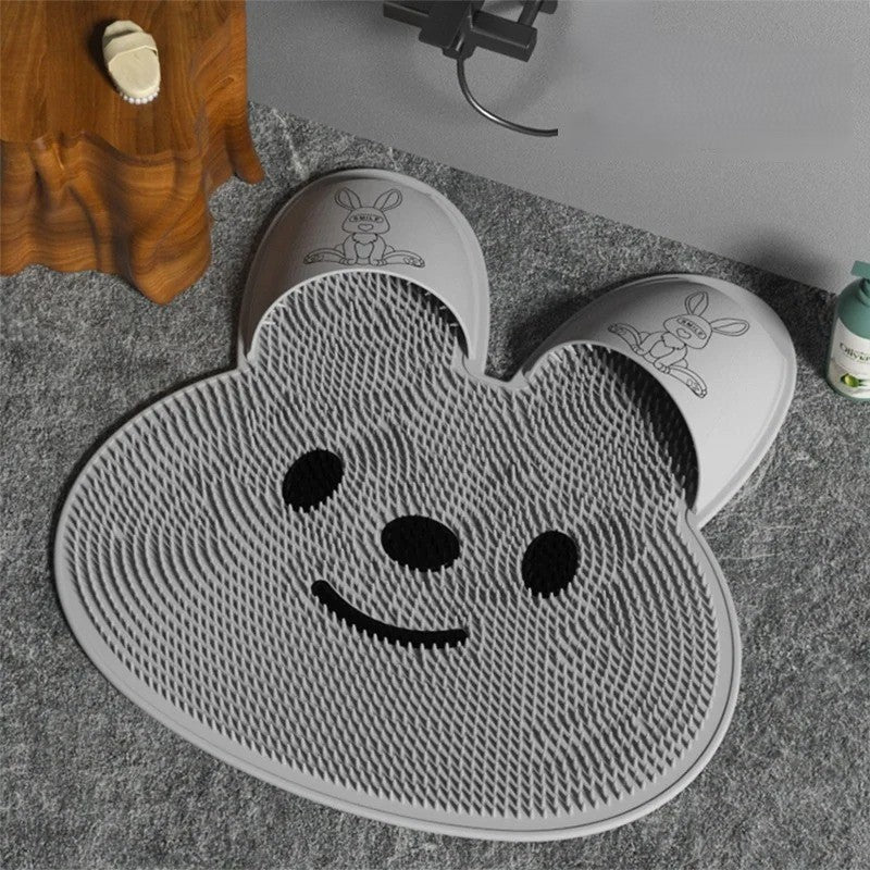 Multi-Functional Silicone Massage Mat - Non-Slip Rabbit Bath Pad for Foot Wash & Dead Skin Removal
