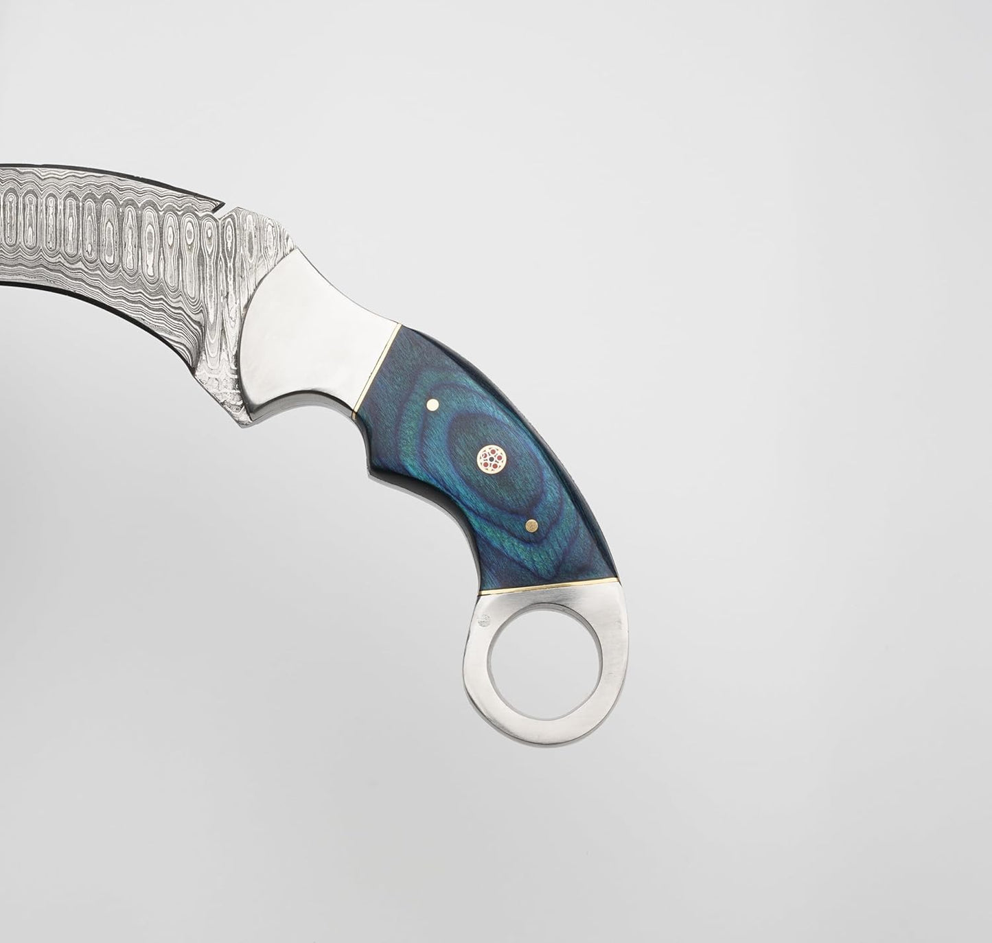 Karambit Knife  Blue And Silver Handle  Damascus Steel Blade  Unique Blue And Silver Design For A S 4