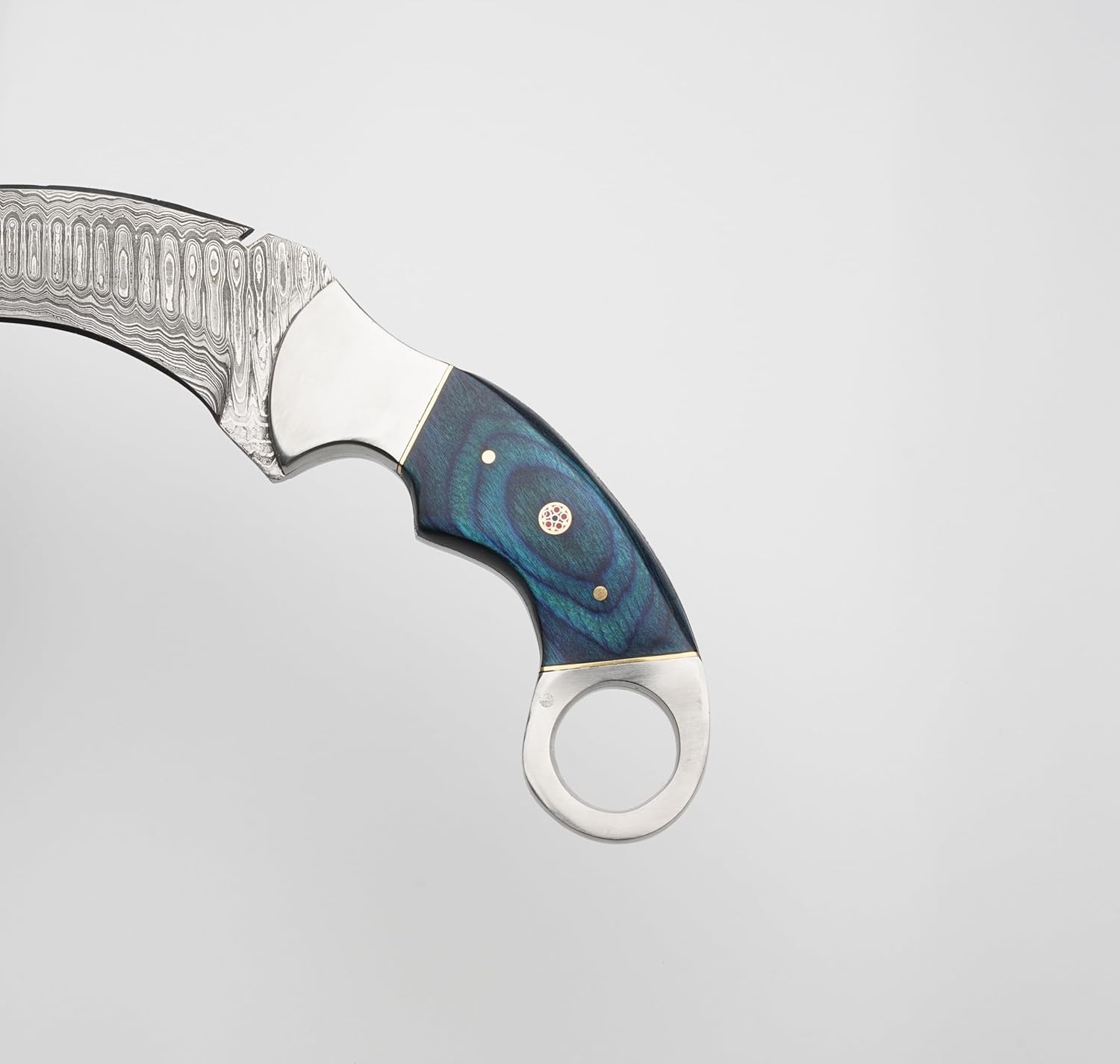 Karambit Knife  Blue And Silver Handle  Damascus Steel Blade  Unique Blue And Silver Design For A S 4