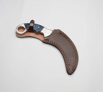 Karambit Knife  Blue And Silver Handle  Damascus Steel Blade  Unique Blue And Silver Design For A S 5