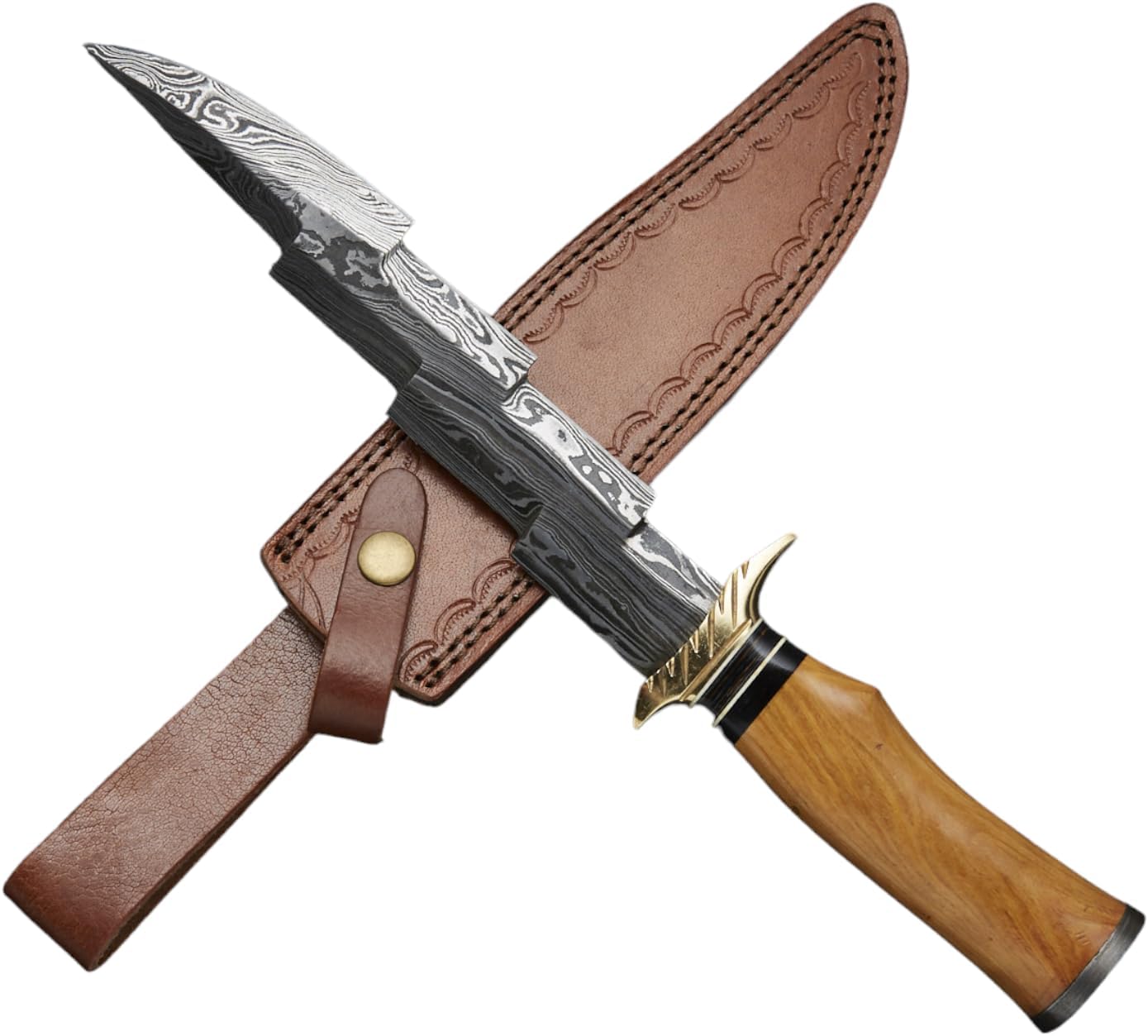 14 Inches Damascus Dagger Knife With Sheath  Handcrafted Zigzag Design  Fixed Blade Knife  Knife Co 1