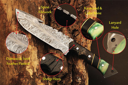 12Inch Premium Handcrafted Damascus Steel Hunting Knife  65 Inch Full Tang Blade With 55 Inch Ergon 4