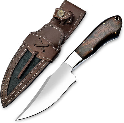 Hand Forged D2 Fixed Blade 10 inches Hunting Knife Bushcraft Skinner Camping Outdoor Knife with Sheath Rose Wood Handle